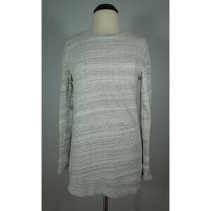 J.CREW Top S SMALL Scoop Neck Light Gray Brush Strokes Print Long Heavy Cotton